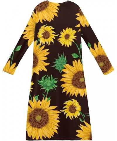 Women Plus Size Long Sleeve Cardigan, All-Season Polyester Cloak, Ladies Loose Casual Resort Wear Blouse Sunflowers Painting ...