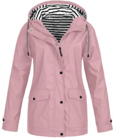 Rain Jackets for Women Waterproof Solid Color Lightweight Rain Coats for Women Breathable Outdoor Jacket Raincoat Pink $13.99...