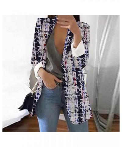 Women's Printed Cardigan Formal Suit Long Sleeve Lapels Business Office Jacket Coat Blouse Warm Coats for Women Grey $9.39 Bl...