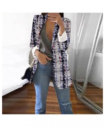 Women's Printed Cardigan Formal Suit Long Sleeve Lapels Business Office Jacket Coat Blouse Warm Coats for Women Grey $9.39 Bl...