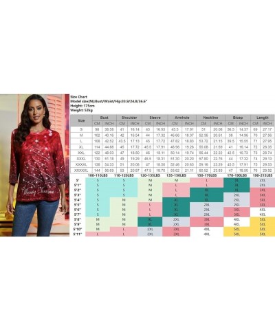 Valentine's Day Women's Tops Crewneck Casual 3/4 Length Sleeve Tshirt Love Heart Printed Loose Fit Blouse Tops 05-multicolor ...