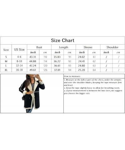 Women's Winter Sherpa Fleece Spliced Notch Lapel Double Breasted Faux Suede Leather Jacket Trench Coat Camel Brown $24.15 Coats