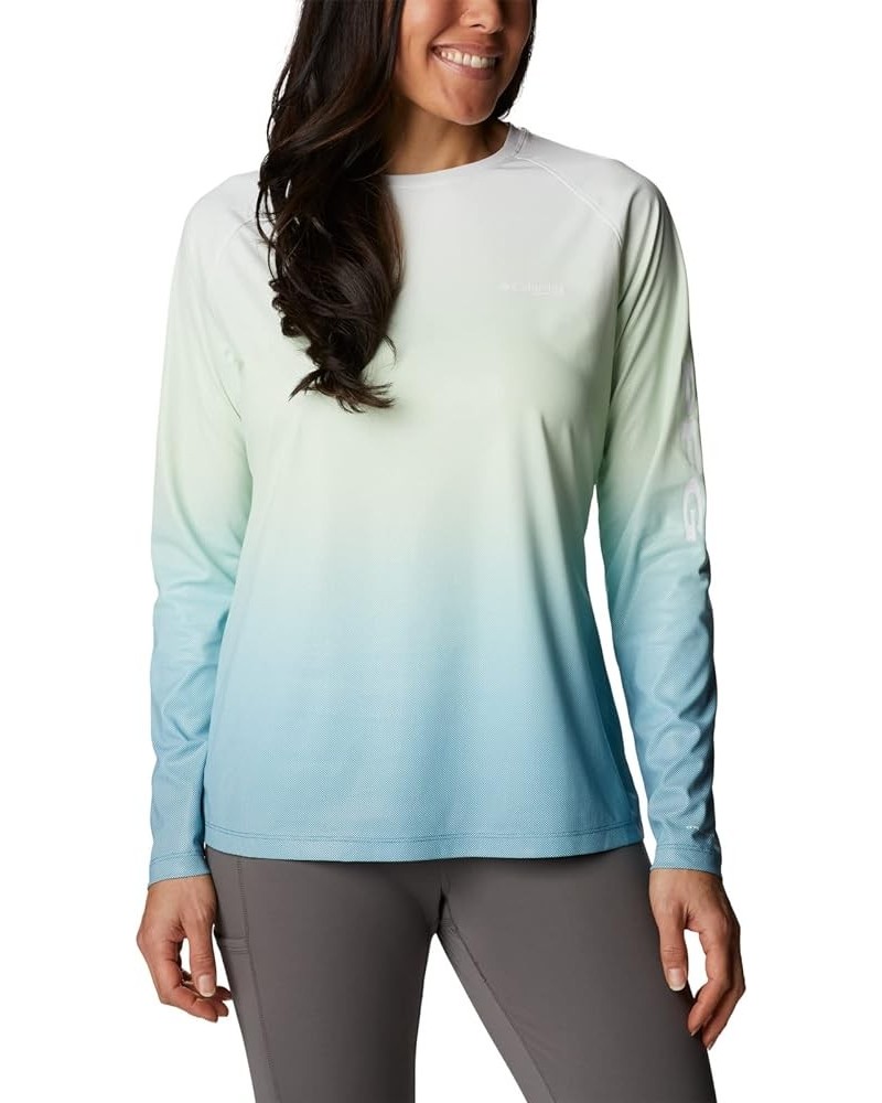 Women's Printed Tidal Deflector Long Sleeve Deep Marine/Gradient Fade $19.21 T-Shirts