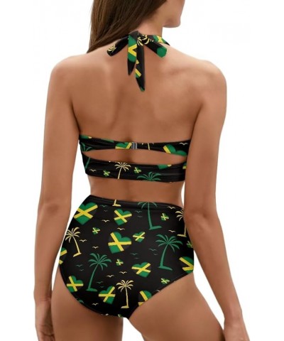 Women'2 Piece Halter Push up Bikini Set Tie Side Swimsuit Bathing Suit Beachwear Heart Jamaican Flag $19.94 Swimsuits